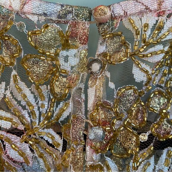 Rina Di Montella Floral Spring Shimmer Beaded Shift Dress Size 16 - Picture 9 of 14